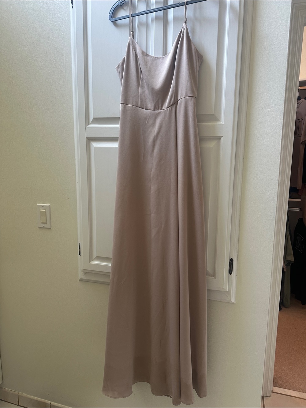 David's Bridal Blush Spaghetti Strap Maxi Dress